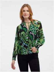 Orsay Bluzka w kolorze zielono-czarnym rozmiar: 42. Czarne bluzki damskie Orsay, bez wzorów, bez kołnierzyka, bez ramiączek. Za 65.23 zł.