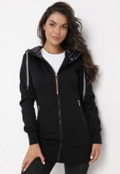 Czarna Bluza z Polarem i Kapturem Laissete. Czarne bluzy damskie Born2be, xs, bez wzorów, z polaru, z kapturem. Za 59.99 zł.