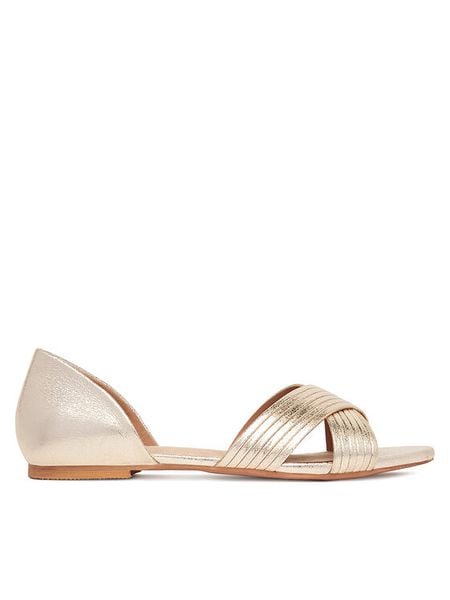 Clara Barson Baleriny WS24038-03 Złoty. Żółte balerinki damskie Clara Barson, bez wzorów, ze skóry. Za 99.99 zł.