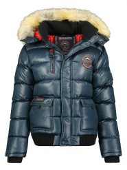 Geographical Norway Kurtka zimowa "Bugs" w kolorze granatowym rozmiar: XXL. Niebieskie kurtki damskie Geographical Norway, na zimę, xxl, z aplikacjami, z puchu, bez kaptura. Za 219.60 zł.