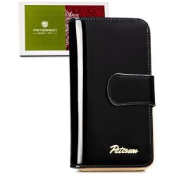 Portfel damski Peterson PTN LJ-76116 czarny. Czarne portfele damskie Peterson, bez wzorów, ze skóry. Za 109.99 zł.