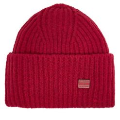 Czapka Tommy Hilfiger. Czerwone czapki damskie Tommy Hilfiger, na zimę, bez wzorów. Za 199.99 zł.