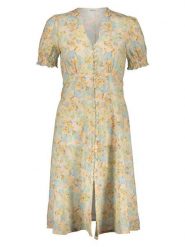 Replay Sukienka w kolorze beżowo-żółto-zielonym rozmiar: XL. Brązowe sukienki damskie Replay, bez wzorów, bez ramiączek. Za 248.58 zł.