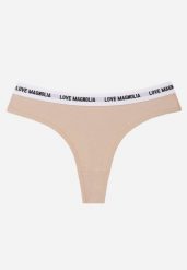 Beżowe Majtki Typu Stringi z Bawełną i Napisami Veza. Brązowe stringi Born2be, bez wzorów, z bawełny. Za 7.99 zł.