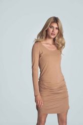 Casualowa Sukienka o Dopasowanym Kroju - Beżowa. Brązowe sukienki damskie Figl, bez wzorów, z elastanu, wizytowe, bez ramiączek. Za 249.00 zł.