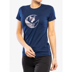 Koszulka z nadrukiem damska Sensor Merino Active PT. Niebieskie koszulki sportowe damskie Sensor, bez wzorów, bez ramiączek. Za 273.99 zł.