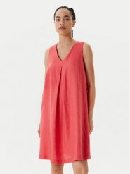 United Colors Of Benetton Sukienka letnia 4AGHDV0AX Czerwony Relaxed Fit. Czerwone sukienki damskie United Colors Of Benetton, bez wzorów, ze lnu, bez ramiączek. Za 219.99 zł.