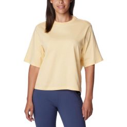 Koszulka damska Columbia North Cascades Graphic Short Sleeve Tee z krótkim rękaw. Żółte koszulki damskie Columbia, m, bez wzorów, z bawełny, bez kołnierzyka, bez ramiączek. Za 158.00 zł.