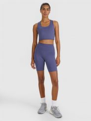 4F Legginsy kolarki treningowe damskie - granatowe M. Niebieskie legginsy damskie 4F, m, bez wzorów, z dzianiny. Za 99.99 zł.