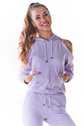 Krótka Bluza z Rozcięciami na Ramionach - Purpurowa. Fioletowe bluzy damskie Infinite You, l, bez wzorów, z bawełny, bez kaptura. Za 167.90 zł.