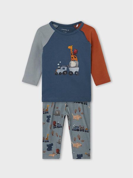 NAME IT Komplet bluzka i spodnie 13215282 Granatowy Regular Fit. Niebieskie spodnie niemowlęce Name it, bez wzorów, z bawełny, bez kołnierzyka, bez ramiączek. Za 89.99 zł.