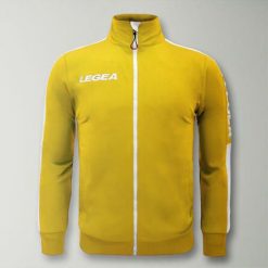 Kurtka California Junior do biegania Żółto-Biała. Białe kurtki damskie LEGEA, bez wzorów, z poliesteru, z kapturem. Za 64.00 zł.