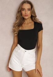 Czarna Bluzka Cilelle. Czarne bluzki damskie Renee, l, bez wzorów, z dzianiny, bez kołnierzyka, bez ramiączek. Za 59.99 zł.