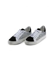 Anna Morellini Skórzane sneakersy "Gisara" w kolorze srebrno-biało-czarnym rozmiar: 40. Białe obuwie sportowe damskie Anna Morellini, bez zapięcia. Za 346.99 zł.