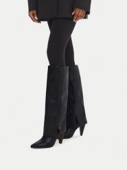 MEXX Kozaki EO-MI001804463W Czarny. Czarne kozaki damskie Mexx, ze skóry, bez obcasa, na słupku, bez zapięcia. Za 429.99 zł.