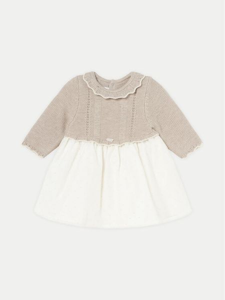 Mayoral Sukienka codzienna 2883 Beżowy Regular Fit. Brązowe sukienki dziewczęce Mayoral, bez wzorów, z syntetyku, bez ramiączek, proste. Za 109.99 zł.