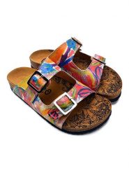 Calceo Klapki ze wzorem rozmiar: 42. Klapki damskie Calceo, bez wzorów, z materiału, z otwartym noskiem, bez obcasa, bez zapięcia. Za 130.99 zł.