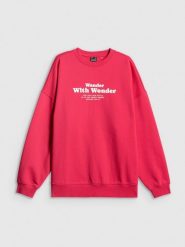 4F Bluza dresowa oversize bez kaptura damska - różowa XL. Czerwone bluzy damskie 4F, xl, bez wzorów, z dresówki, bez kaptura. Za 159.99 zł.