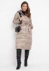 Beżowa Kurtka Eidon. Brązowe kurtki damskie Born2be, l, bez wzorów, bez kaptura. Za 379.99 zł.