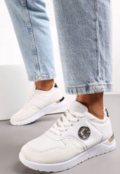 Białe Sneakersy Ozdobione Metalicznymi Wstawkami Dabriele. Białe obuwie sportowe damskie Renee, na jesień, z jeansu, bez zapięcia. Za 74.99 zł.
