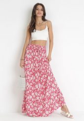 Czerwona Spódnica Maxi Bawełniana w Kwiaty Shimine. Czerwone spódnice damskie Born2be, s, bez wzorów, z bawełny, maxi. Za 59.99 zł.