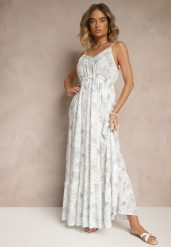 Niebieska Sukienka z Cienkimi Ramiączkami z Wiskozą i Lnem Sortta. Niebieskie sukienki damskie Renee, bez wzorów, z wiskozy, eleganckie, bez ramiączek. W wyprzedaży za 119.99 zł.
