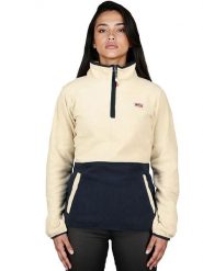 Geographical Norway Bluza polarowa "Touki" w kolorze kremowo-granatowym rozmiar: XXL. Brązowe bluzy damskie Geographical Norway, xxl, bez wzorów, z polaru, bez kaptura. Za 75.34 zł.