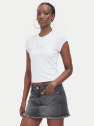 Juicy Couture T-Shirt JCWCT226326 Biały Slim Fit. Białe t-shirty damskie Juicy Couture, m, bez wzorów, bez kołnierzyka. Za 169.99 zł.