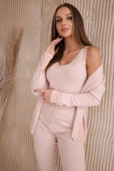 Komplet sweterkowy 3-częściowy pudrowy róż. Czerwone swetry klasyczne damskie KESI, l, z wełny, bez kołnierzyka, plus size. Za 238.37 zł.