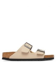 Birkenstock Klapki Arizona 1031501 Beżowy. Brązowe klapki damskie Birkenstock, bez wzorów, z syntetyku, bez obcasa, bez zapięcia. Za 399.99 zł.