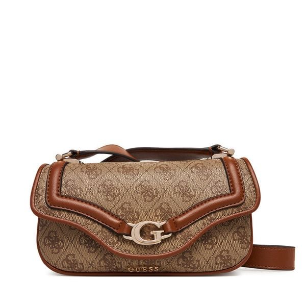 Torebka Guess. Brązowe listonoszki damskie Guess, z aplikacjami, bez dodatków. Za 309.99 zł.