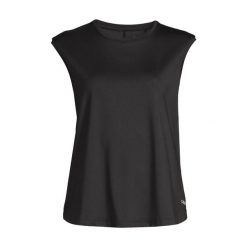 Top sportowy damski Casall. Czarne koszulki sportowe damskie Casall, bez wzorów, z elastanu, bez ramiączek, na fitness i siłownię. W wyprzedaży za 144.65 zł.