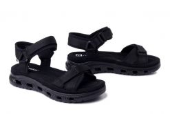 RIEKER 64052-00 black, sandały damskie. Czarne sandały damskie Rieker, bez wzorów, bez obcasa, bez zapięcia. Za 349.90 zł.