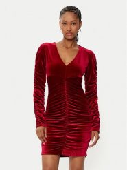 Guess Sukienka koktajlowa W5RK30 KCM62 Czerwony Bodycon Fit. Czerwone sukienki damskie Guess, z aplikacjami, z syntetyku, wizytowe, bez ramiączek. Za 459.99 zł.
