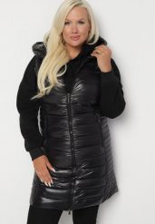 Czarna Kamizelka Pikowana na Suwak z Kapturem Quenaria. Czarne kamizelki damskie Born2be, xl, bez wzorów, z jeansu, z kapturem. Za 129.99 zł.