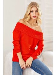 Milan Kiss Sweter w kolorze czerwonym rozmiar: M. Czerwone swetry klasyczne damskie Milan Kiss, m, z bawełny, bez kołnierzyka. Za 104.99 zł.