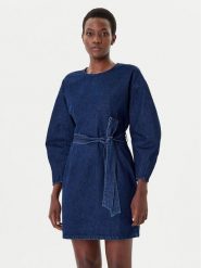 French Connection Sukienka jeansowa 71ZAQ Granatowy Regular Fit. Niebieskie sukienki damskie French Connection, bez wzorów, z bawełny, bez ramiączek. Za 459.99 zł.