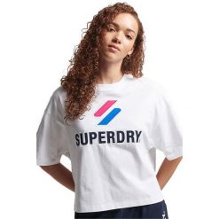 Koszulka damska Superdry Code Sl Stacked Apq Boxy bawełniana t-shirt. Białe koszulki damskie Superdry, m, bez wzorów, z bawełny, bez kołnierzyka, bez ramiączek. Za 81.00 zł.