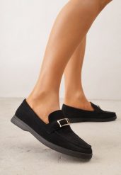 Czarne Mokasyny z Prostokątną Metaliczną Ozdobą Aeleorane. Czarne mokasyny damskie Born2be, z jeansu, bez obcasa. Za 119.99 zł.
