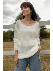 Milan Kiss Sweter w kolorze kremowym rozmiar: S. Brązowe swetry klasyczne damskie Milan Kiss, s, z wełny, bez kołnierzyka. Za 91.99 zł.