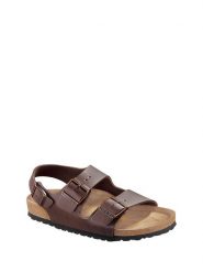 Birkenstock Sandały w kolorze brązowym rozmiar: 45. Brązowe sandały damskie Birkenstock, bez wzorów, z materiału, z otwartym noskiem, bez obcasa, bez zapięcia. Za 265.45 zł.