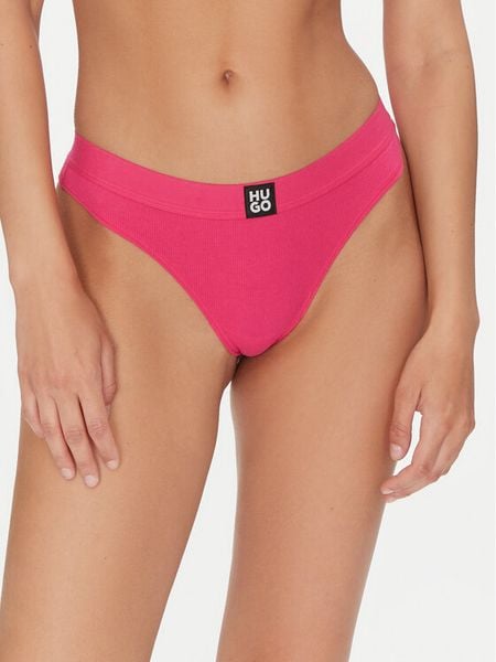 HUGO Stringi Thong Rib 50496809 Różowy. Czerwone stringi Hugo, bez wzorów. Za 59.99 zł.