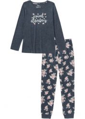 Piżama. Niebieskie piżamy damskie bonprix, bez wzorów, z bawełny, bez ramiączek. Za 94.99 zł.