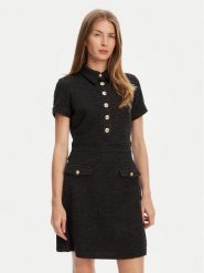 Guess Sukienka dzianinowa W5YK18 KCXO2 Czarny Regular Fit. Czarne sukienki damskie Guess, z aplikacjami, z dzianiny, bez ramiączek. Za 619.99 zł.