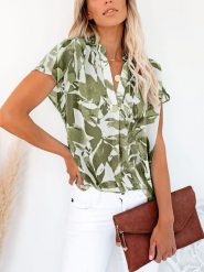 Milan Kiss Bluzka w kolorze biało-zielonym rozmiar: L. Białe bluzki damskie Milan Kiss, l, bez wzorów, bez kołnierzyka, bez ramiączek. Za 126.99 zł.