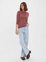 Vero Moda Koszulka w kolorze jasnobrązowym rozmiar: L. Brązowe bluzki damskie Vero Moda, l, bez wzorów, bez kołnierzyka, bez ramiączek. Za 70.41 zł.