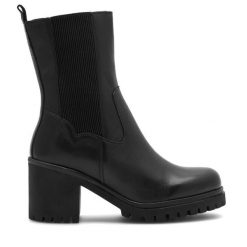 Botki Lasocki. Czarne botki damskie Lasocki, bez obcasa, na słupku, bez zapięcia. Za 299.99 zł.