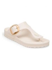 Birkenstock Japonki "Gizeh Big Buckle" w kolorze kremowym rozmiar: 40. Brązowe klapki damskie Birkenstock, bez wzorów, z otwartym noskiem, bez obcasa, bez zapięcia. Za 224.95 zł.