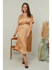Curvy Lady Sukienka w kolorze beżowym rozmiar: 44/46. Brązowe sukienki damskie Curvy Lady, bez wzorów, z tkaniny, klasyczne, bez ramiączek. Za 140.53 zł.