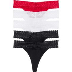 Stringi z koronką (5 par). Czarne stringi bonprix, bez wzorów, z koronki. Za 62.99 zł.